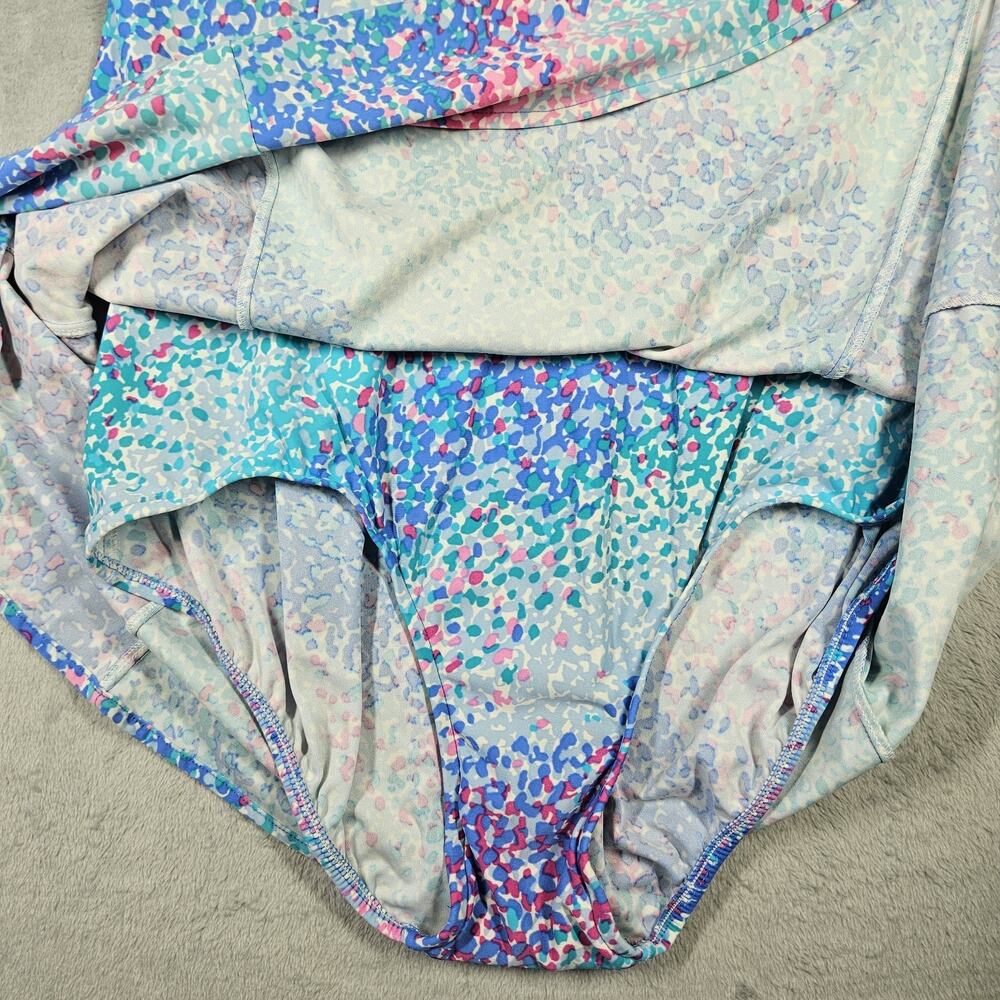 Vintage Sea Waves Swim Dress Womens Size 18 Multicolor Pink Blue Preppy Beach - Picture 4 of 13